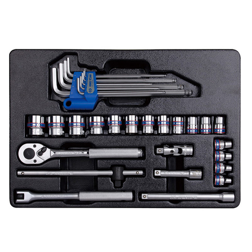 KING TONY (9-93523MR) Набор торцевых головок 3/8" с принадлежностями, ложемент, 31 предмет