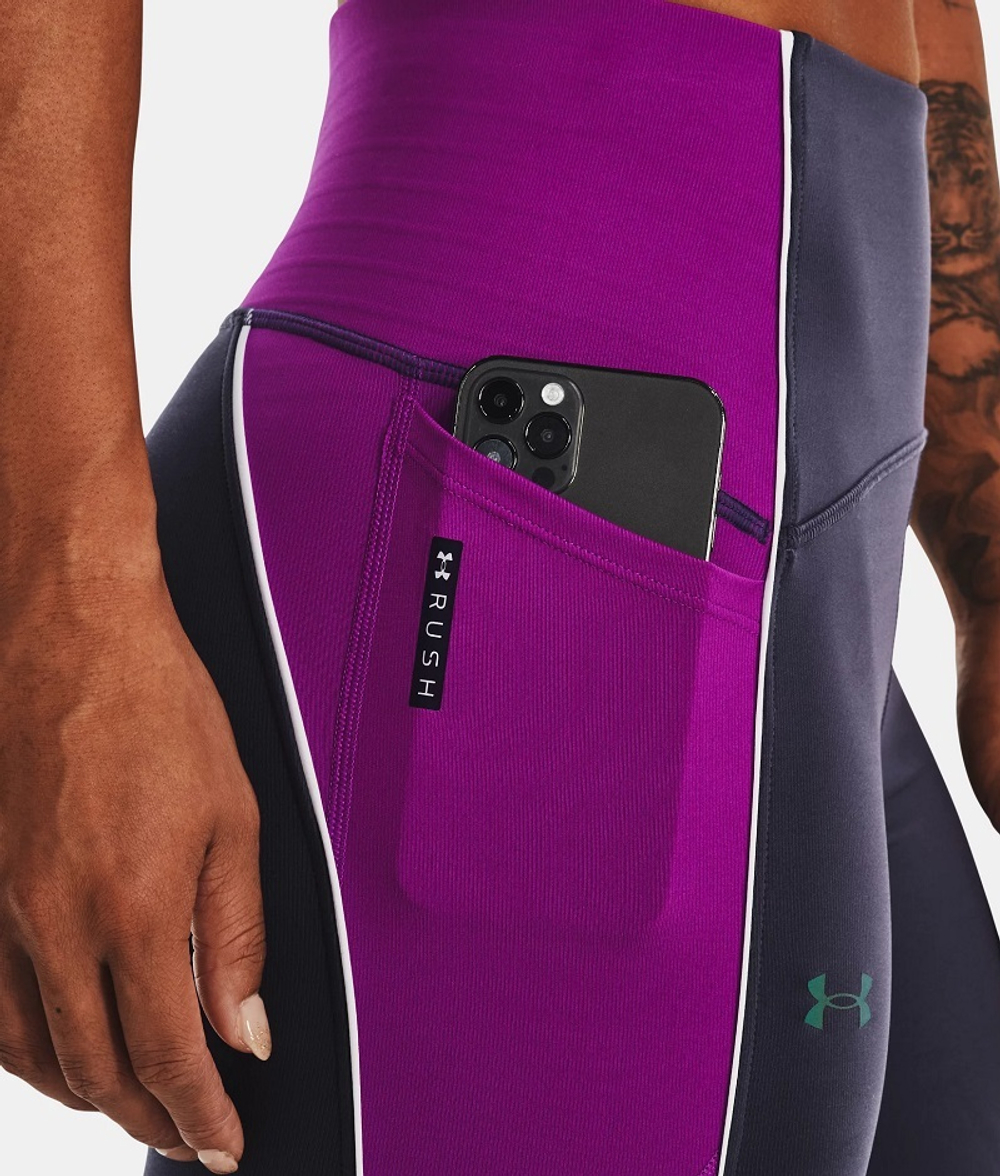 Леггинсы Under Armour Women's UA RUSH No-Slip Waistband Ankle Leggings - tempered steel/strobe