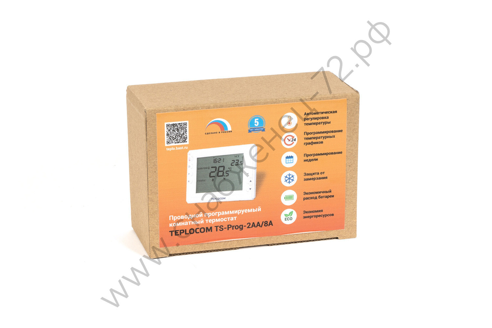 Термостат комнатный Teplocom TS-Prog-2AA/8A, проводной, прогр., реле 250В, 8А