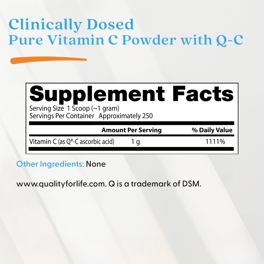 Doctor's Best, чистый порошок витамина C с Q®-C, 250 г (8,8 унции)