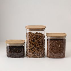 Банка для хранения прямоугольная Glass Acacia, 600 мл