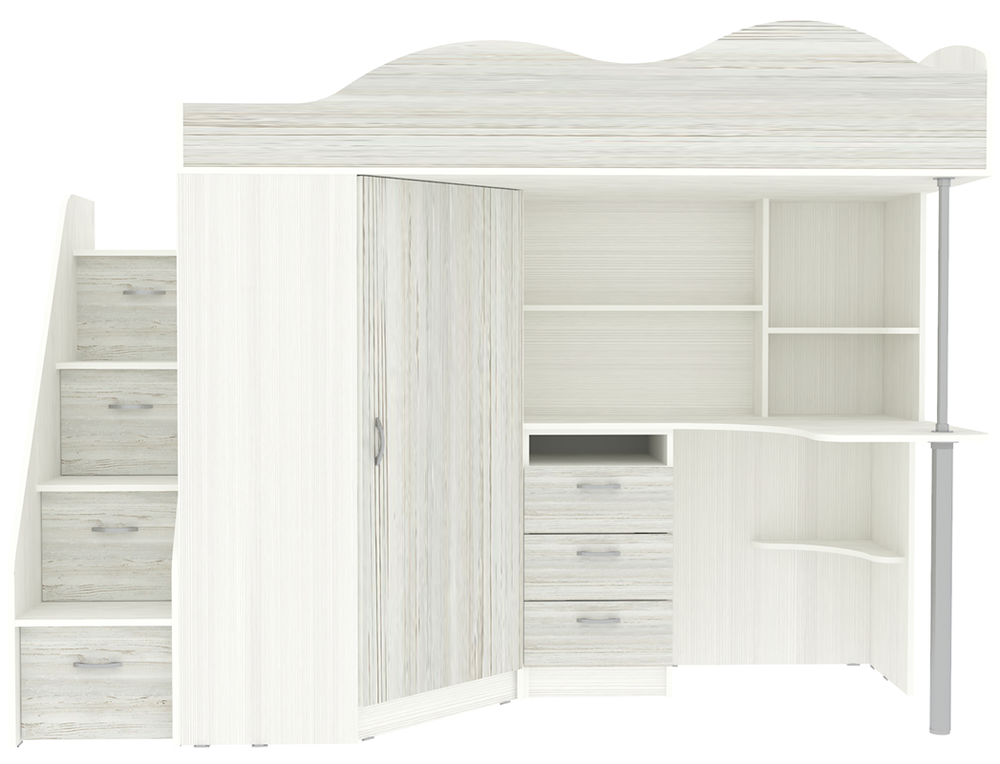 Кровать-чердак КарИВи Пионер Белое Дерево Винтерберг