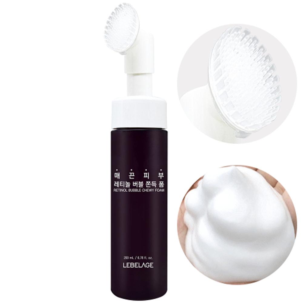 Пенка для лица очищающая с ретинолом Lebelage Retinol Bubble Chewy Foam (200мл)