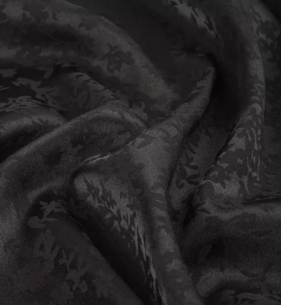 Атлас жаккард "Моар", 95 гр/м2, 150 см, черный