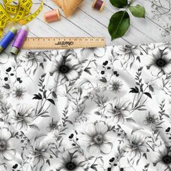 Ткань премиум таффета приглушенная цветочная фантазия