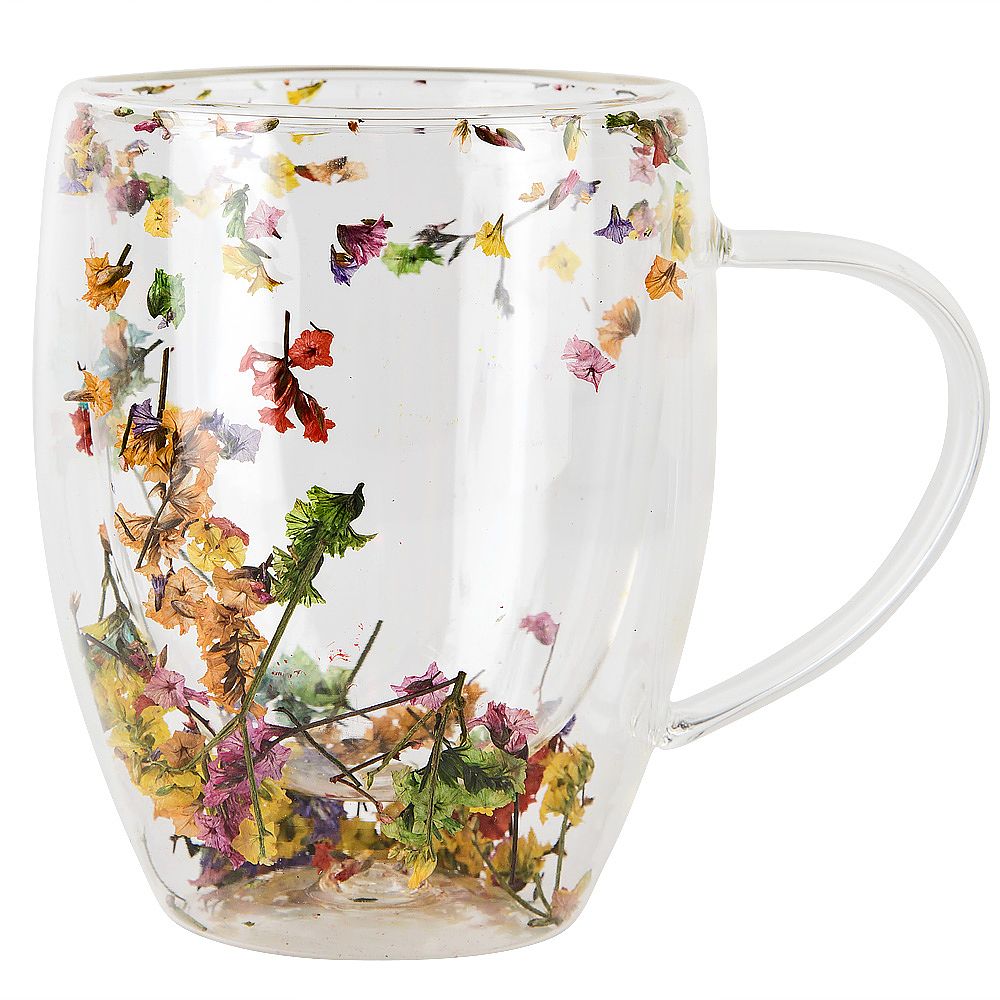 Кружка с двойными стенками и декором внутри v=350мл (боросиликатное стекло) (подарочная упаковка)