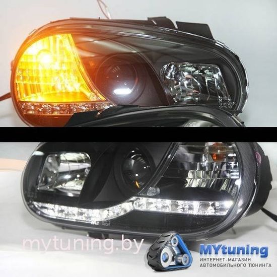 Передние фары VW Golf 4 daylight black