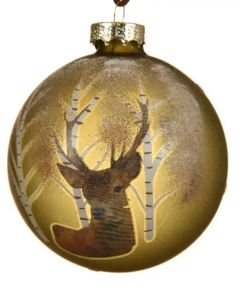 Набор стеклянных шаров Лесной Олень 80 мм., коричневый, 3 шт., Kaemingk (060197/2)