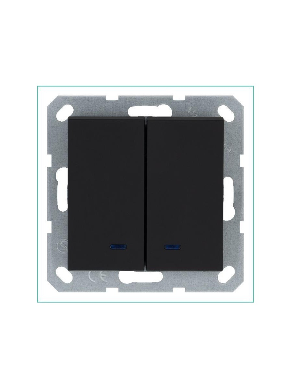 Выключатель 2-кл. 10А IP20 с подсветкой механизм черн. матовый soft touch Jasmart G3023NPB