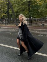 Юбка мини из костюмной ткани, Серая