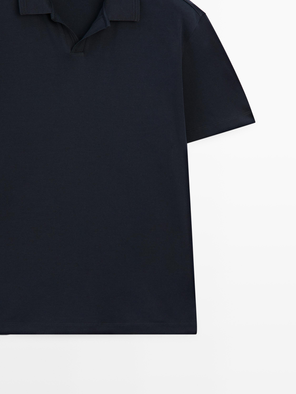 Massimo Dutti Поло из 100% хлопка с короткими рукавами, темно-синий