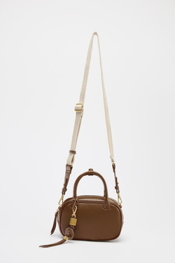 ZARA МИНИ-СУМКА С ДЕКОРАТИВНОЙ СТРОЧКОЙ, ТЕМНЫЙ РЫЖЕВАТО-КОРИЧНЕВЫЙ