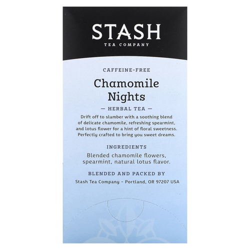 Stash Tea, Herbal Tea, Chamomile Nights, без кофеина, 20 чайных пакетиков, 18 г (0,6 унции)
