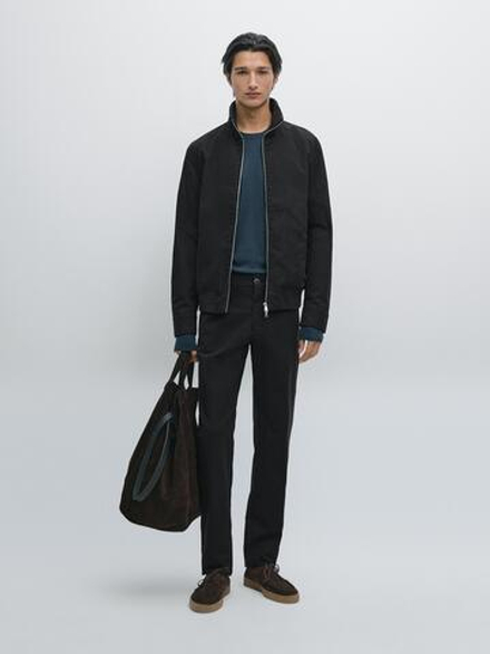 Massimo Dutti Зауженные брюки из хлопка, темно-синий