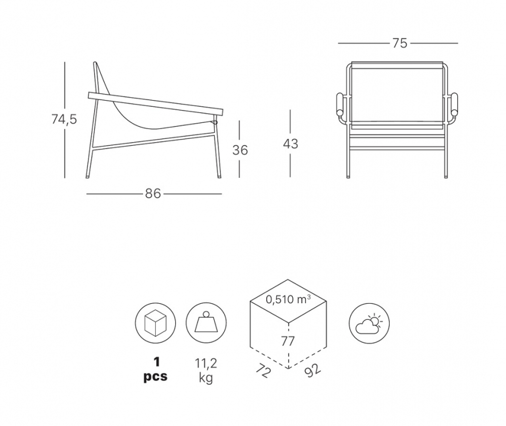 Кресло лаунж металлическое Scab Design Dress Code Smart Outdoor, тортора, бежевый