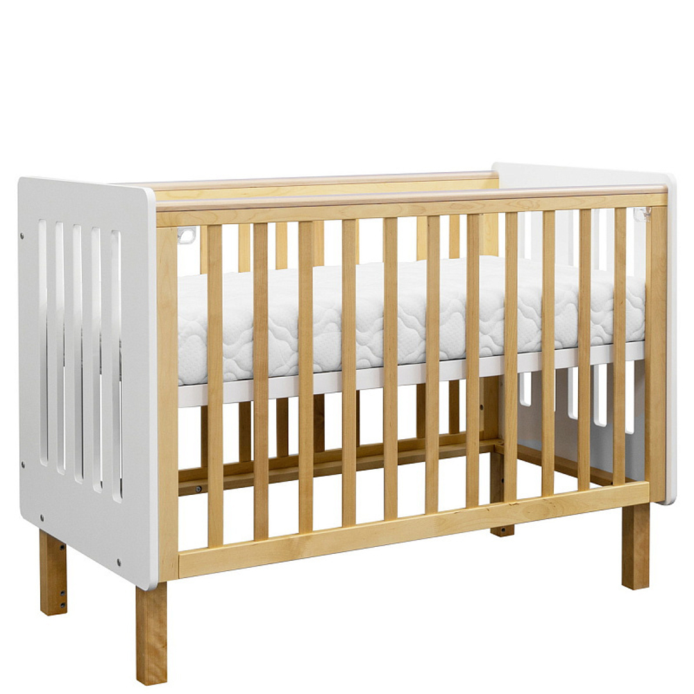 Кровать Antemi Mari 120х60 с маятником Ник 14 б/д Белый/Дерево + НиК 15 д Дерево