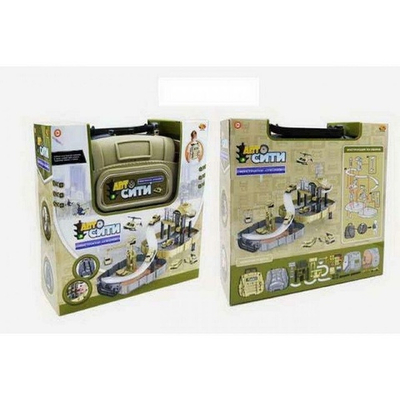 Трек в рюкзаке ABtoys Автосити Военная база в наборе с 2 машинками и игровыми предметами