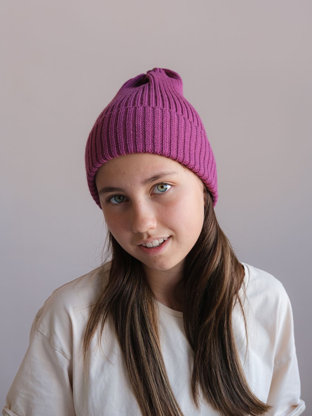 Шапка вязаная-резинка весенняя/осенняя КЭП(Брусника)