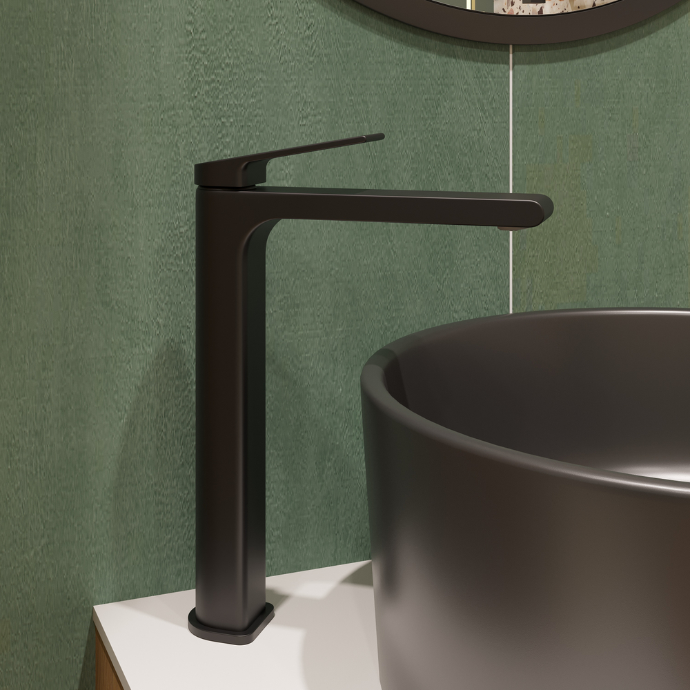 Смеситель для раковины STWORKI Ольборг S20020BK + донный клапан SD-001BK черный матовый