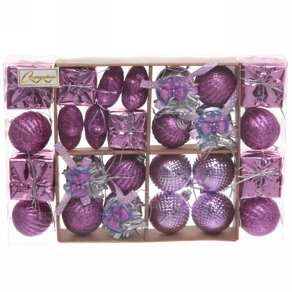 Набор украшений «Зимнее волшебство» 24*16*4 см (24 предмета), Розовый