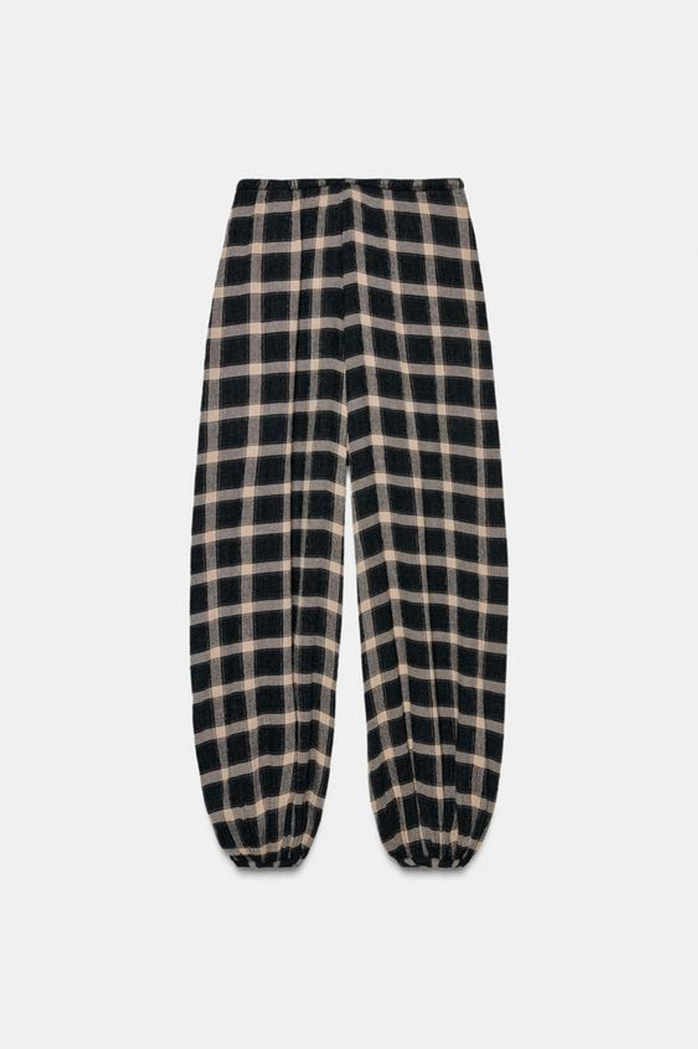ZARA БРЮКИ-АЛАДДИН В КЛЕТКУ — ZW COLLECTION, ЧЕРНЫЙ/ЭКРЮ