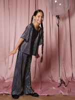 Брюки из фактурного полотна Mjölk Blue Silver