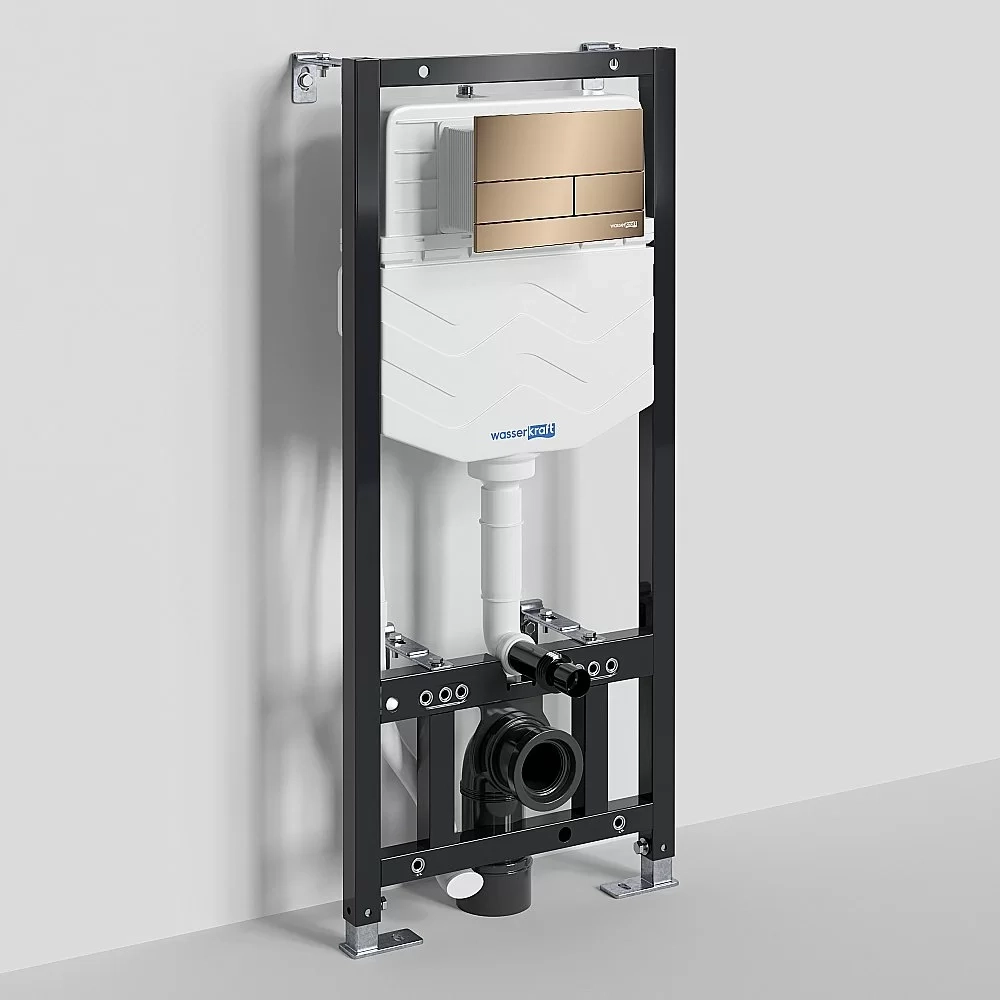 Система инсталляции для унитаза WasserKraft Aller 10TLT.010.ME.RG04 с кнопкой розовое золото
