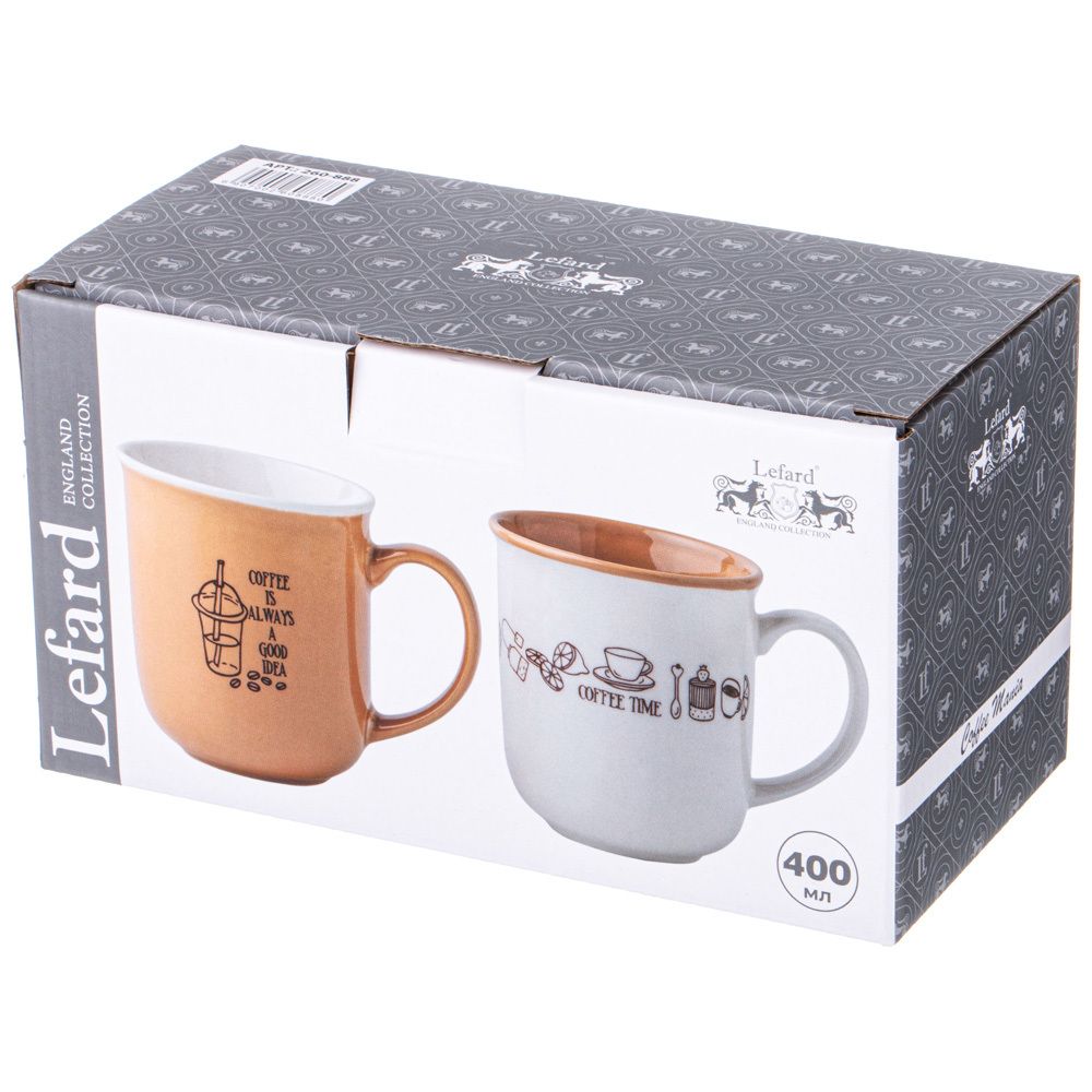 НАБОР КРУЖЕК LEFARD "COFFEE TIME" 2 ПР. 400МЛ