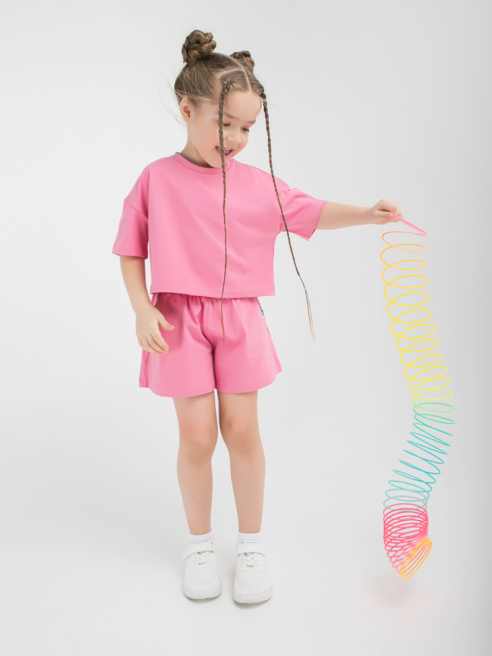Костюм футболка и юбка-шорты "Розовый"