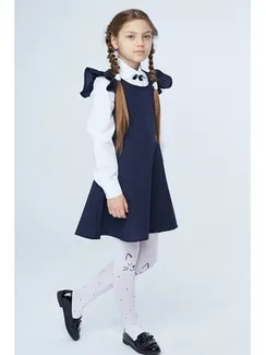 Школьный сарафан для девочки, цвет синий, рост 122