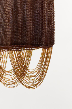 ZARA МИНИ-ЮБКА С БУСИНАМИ И БАХРОМОЙ, КОРИЧНЕВЫЙ