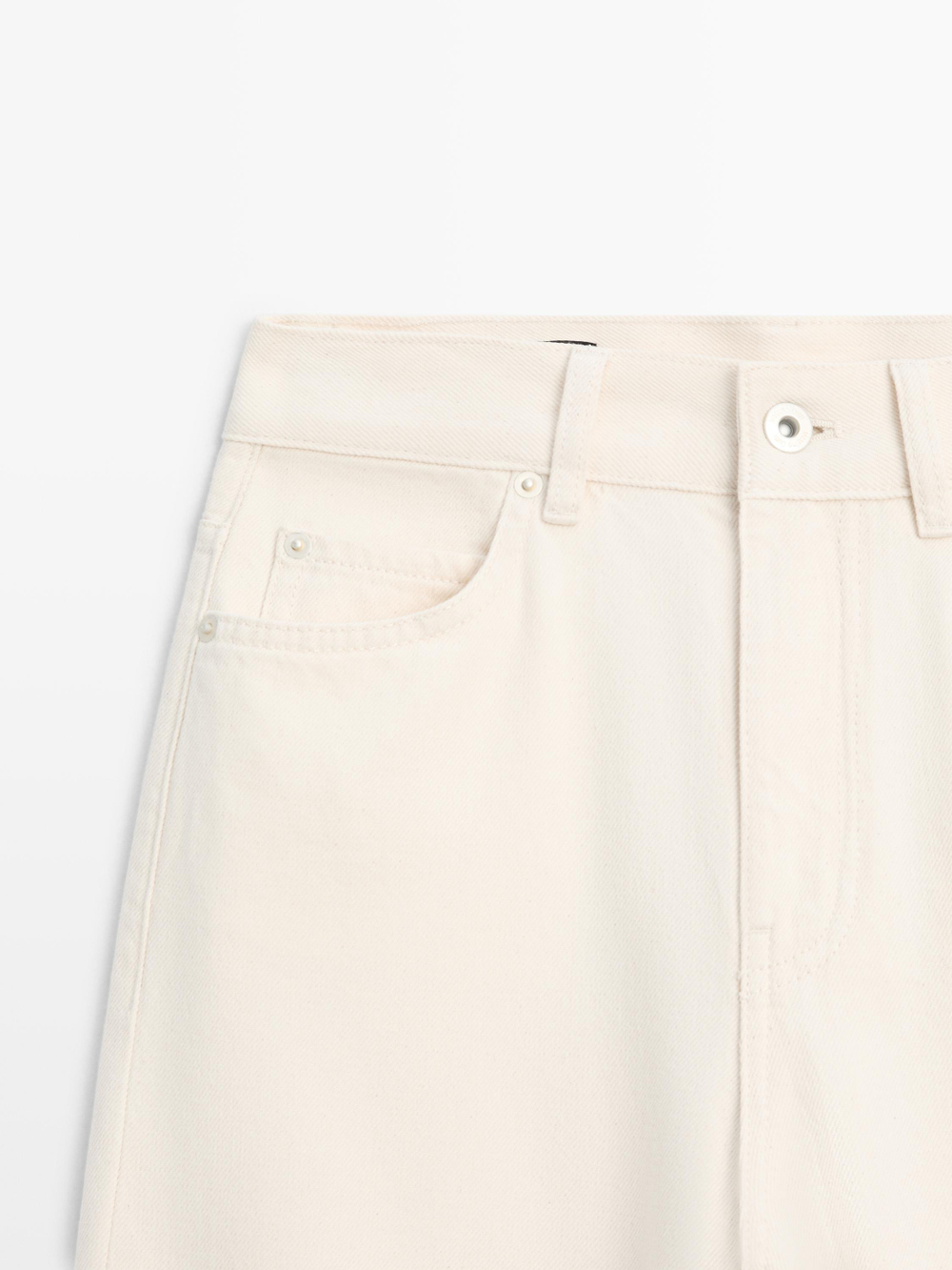 Massimo Dutti Джинсы с высокой талией и широкими штанинами, кремовый