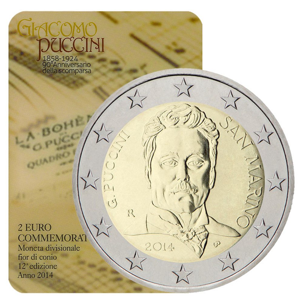 San Marino 2 Euro 2014 – 90th Anniversary of Death of Giacomo Puccini (1858 - 1924) (BU)