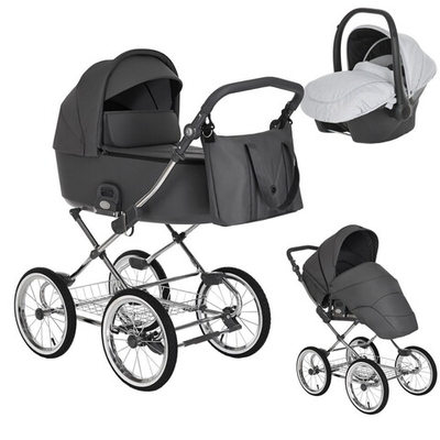 Детская коляска Roan Bass Next Classic d14 3 в 1 с автокреслом Avionaut Silver Black RCL253/1 Steel Grey