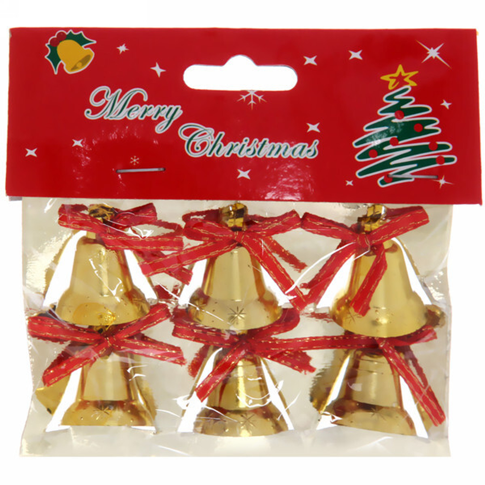 Украшение «Колокольчики малые» 2,3см золото (набор 6 шт)