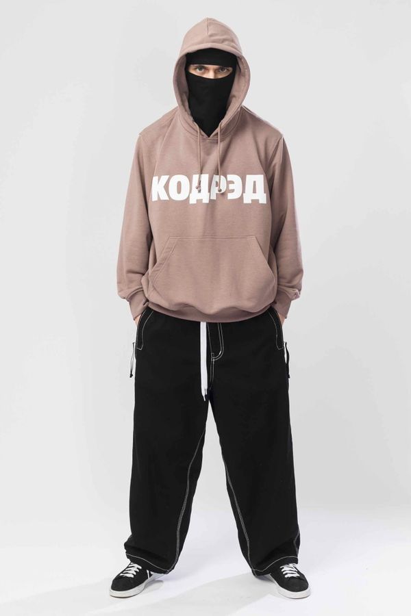 Худи Base Hoodie Wide Summer Лого ТМ Бежевый Темный/Белый принт КОДРЭД - фото 3