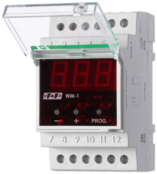 Указатель мощности WM-1 1-фазн. 230В 16А 1P IP20 0,5-10кВт F&F