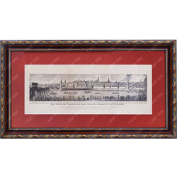 Махаев М. И. Вид Кремля из Замоскворечья между Каменным и Живым мостом к полудню. XIX в. Гравюра.