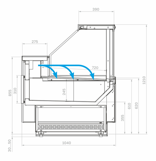 Гастрономическая витрина Carboma BAVARIA 4 GC110 SM 3,75-1 (версия 2.0) (без боковин)