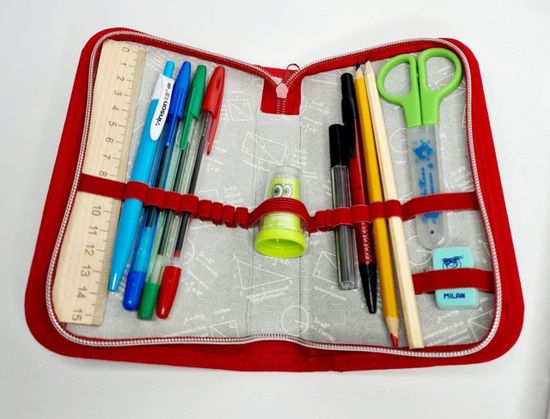 Пенал школьный с наполнением, Мотоциклист