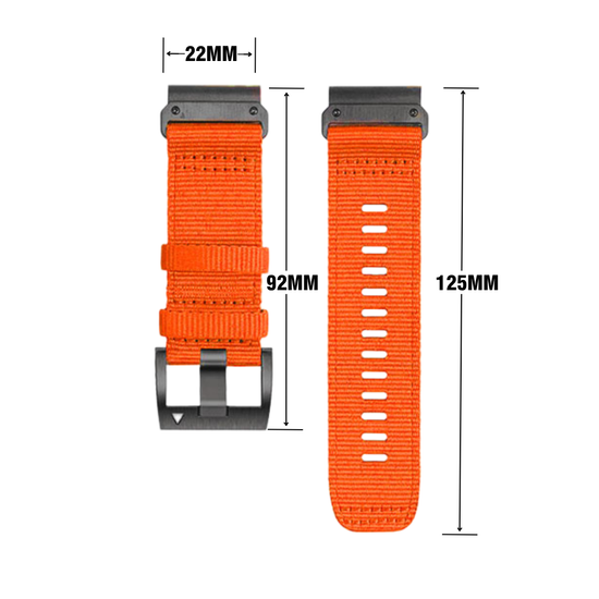 Ремешок QuickFit 22 мм для Garmin (циферблат 47мм) нейлоновый тактический (Оранжевый)