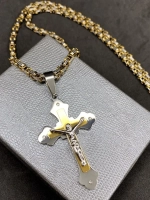 Объемная цепочка с крестиком Steel Rage толстого плетения