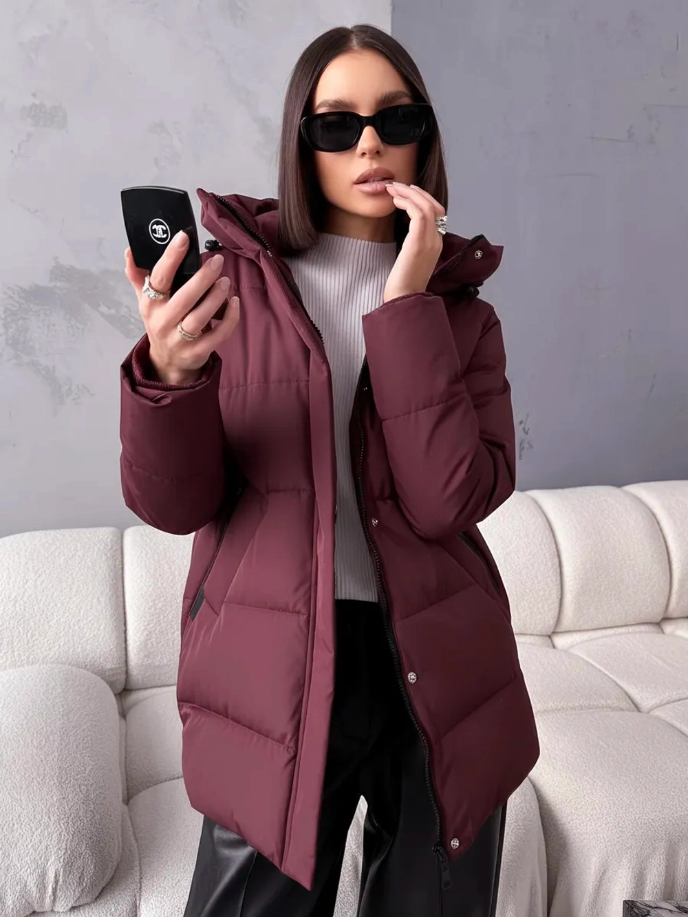 Куртка демисезонная с капюшоном удлиненная