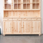Тумба Лена 4-дверная из массива сосны, с ящиками (нижняя часть буфета Лена), в натуральной отделке