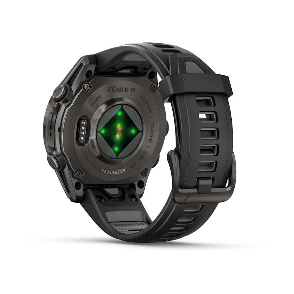 Смарт - часы Garmin fenix 8 - 43 мм, AMOLED Sapphire, угольно-черный DLC, пепельно-серый ремешок