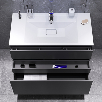 M50AFHX1003GM Inspire V2.0, База под раковину, подвесная, 100 см, 3 ящика, push-to-open, графит мато