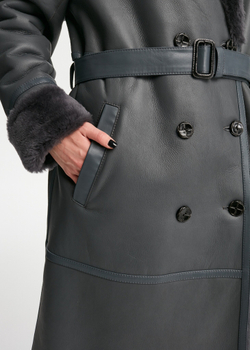 Дубленка-пальто серая