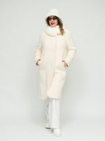 Пальто зимнее женское шерстяное с натуральным мехом большие размеры
