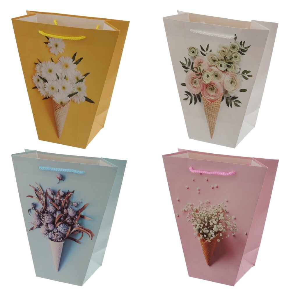 GAEM Пакет подарочный M (бумага 210г/м2, блок 12шт), L24 W11 H26 см, 4в.