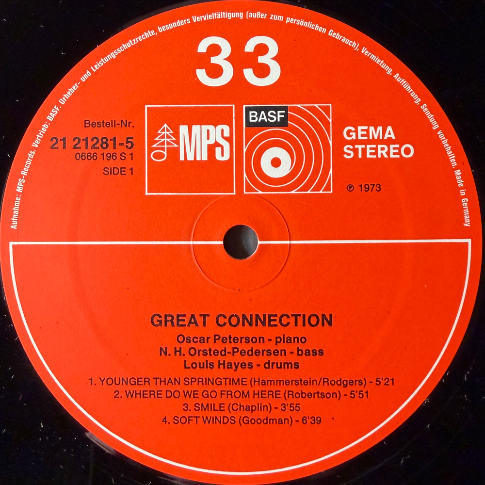 Oscar Peterson ‎– Great Connection (Германия 1974г.)